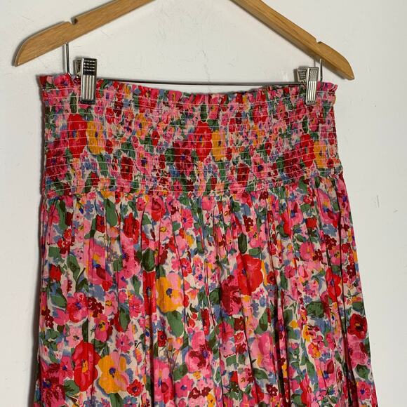 Womens NATURAL LIFE Flora Cotton Convertible Skirt Pink Floral size L EUC! - Picture 4 of 5